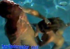 Girl underwater tank