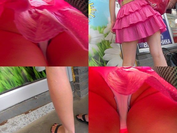 Blonde pink skirt