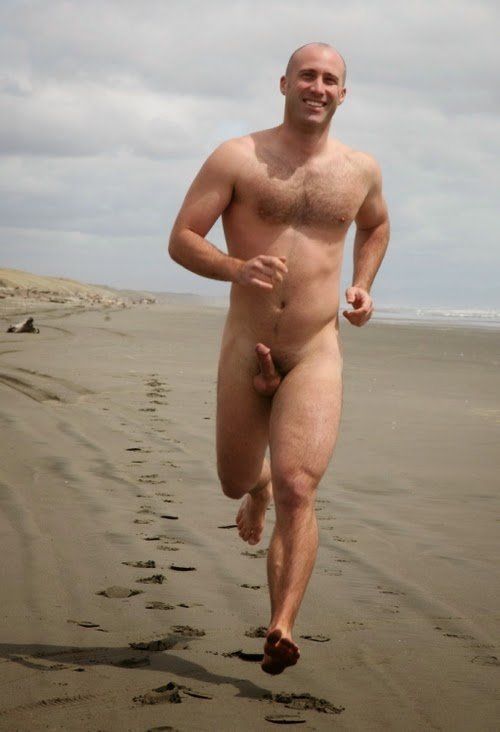 Sexy women running naked on the beach