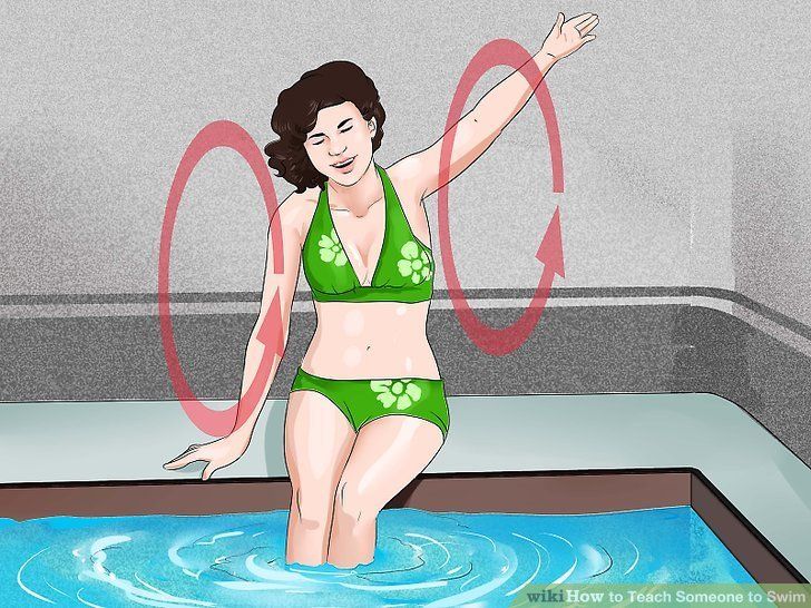 Teaching woman to swim