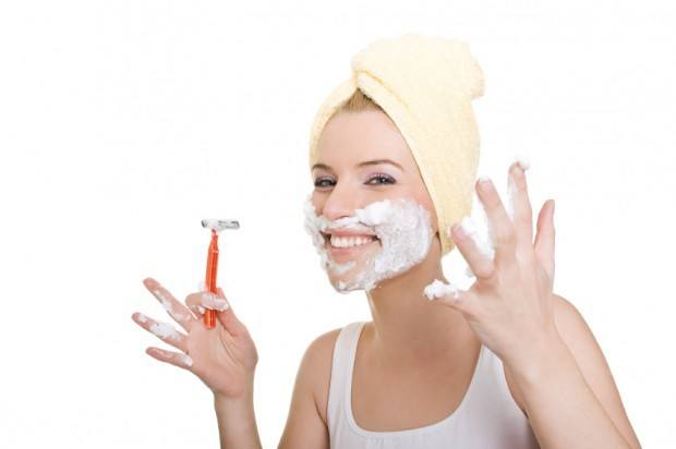 Facial hair shaving woman