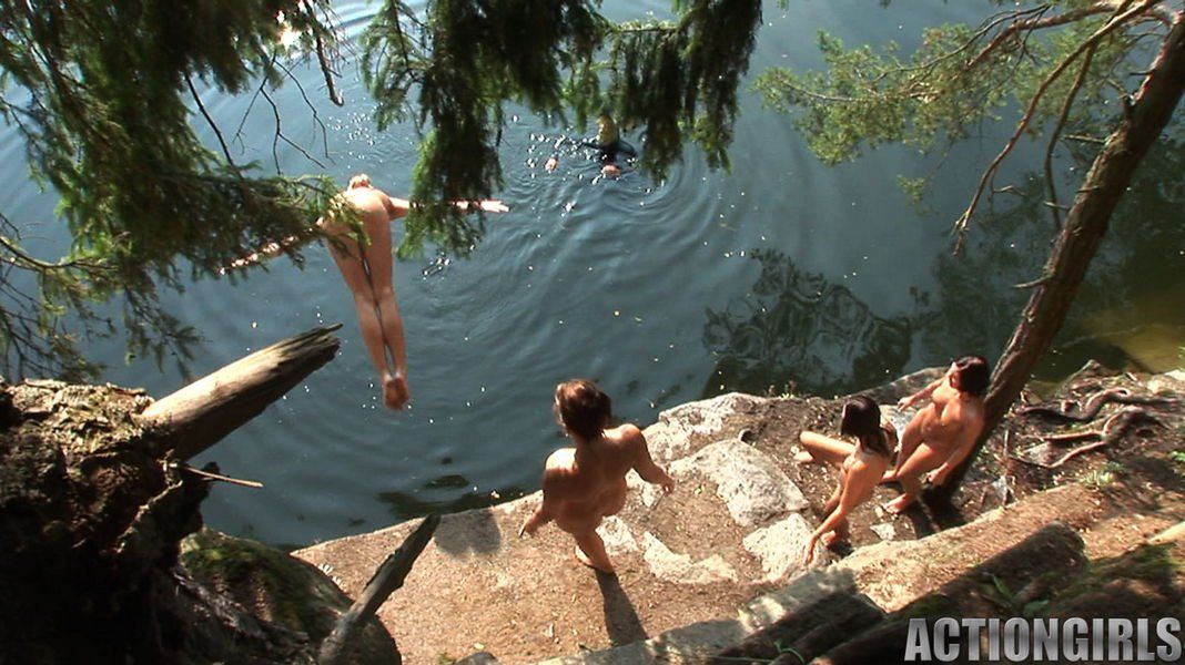 best of Girls diving Naked cliff