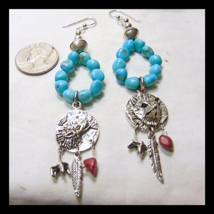 Rep reccomend Turquoise fetish wolf earrings