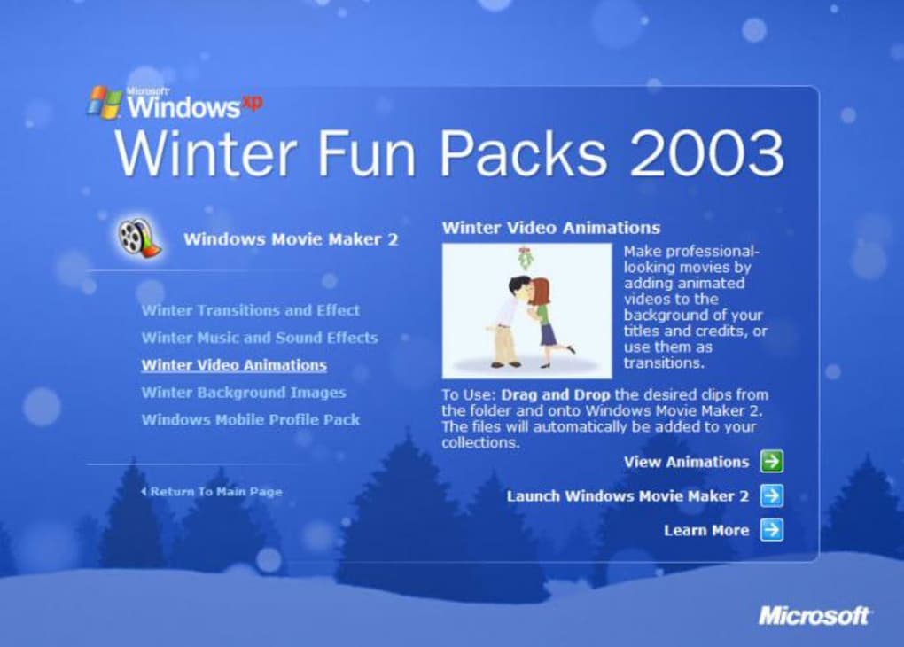 Windows xp winter fun pack for windows movie maker 2