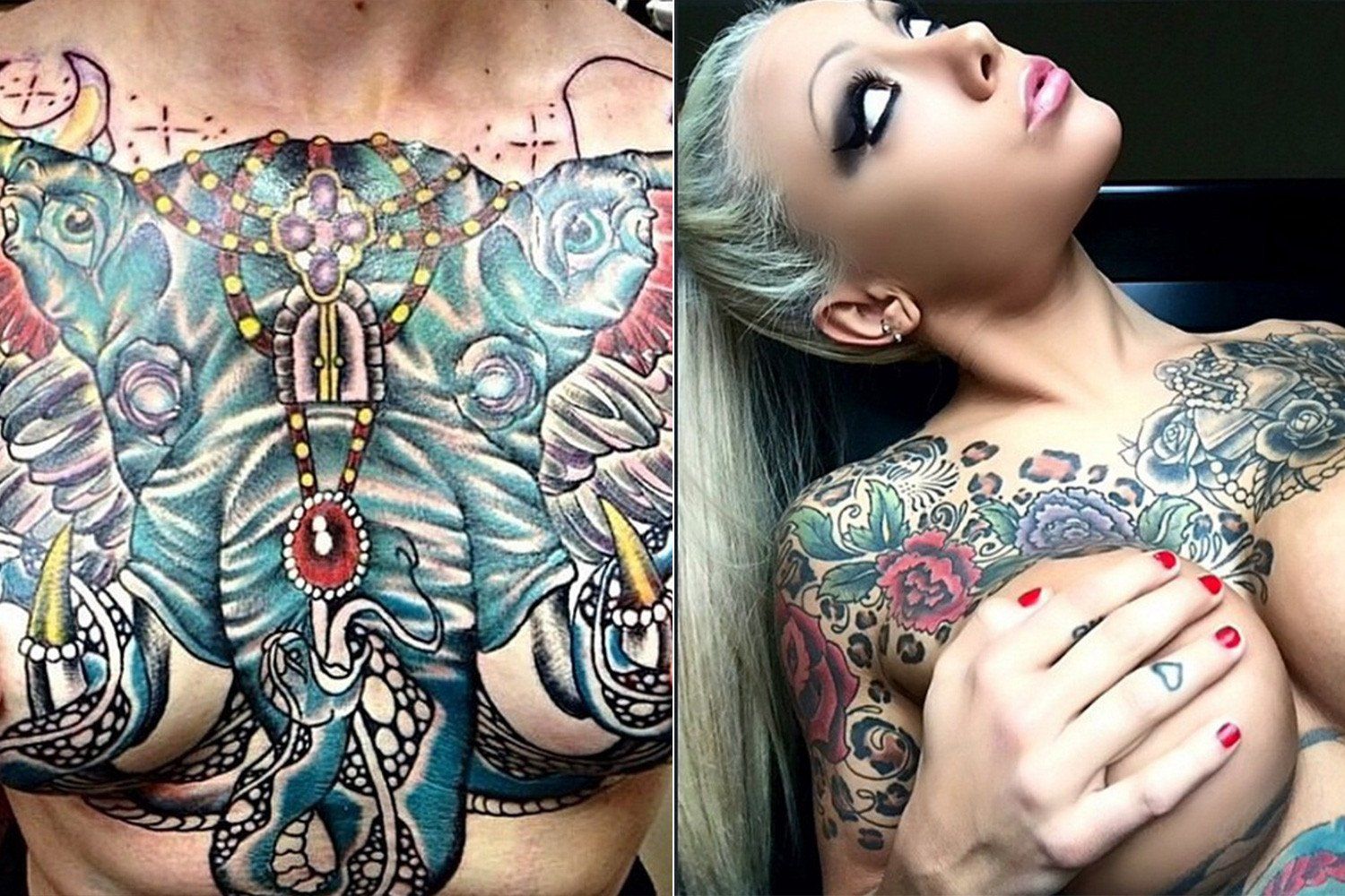 Woman boob tattoos