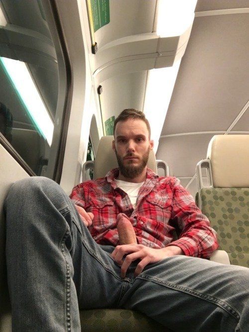 Nude male on train