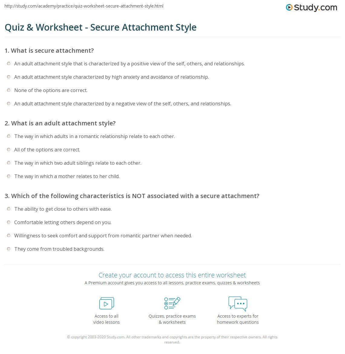 Adult attachment style quiz