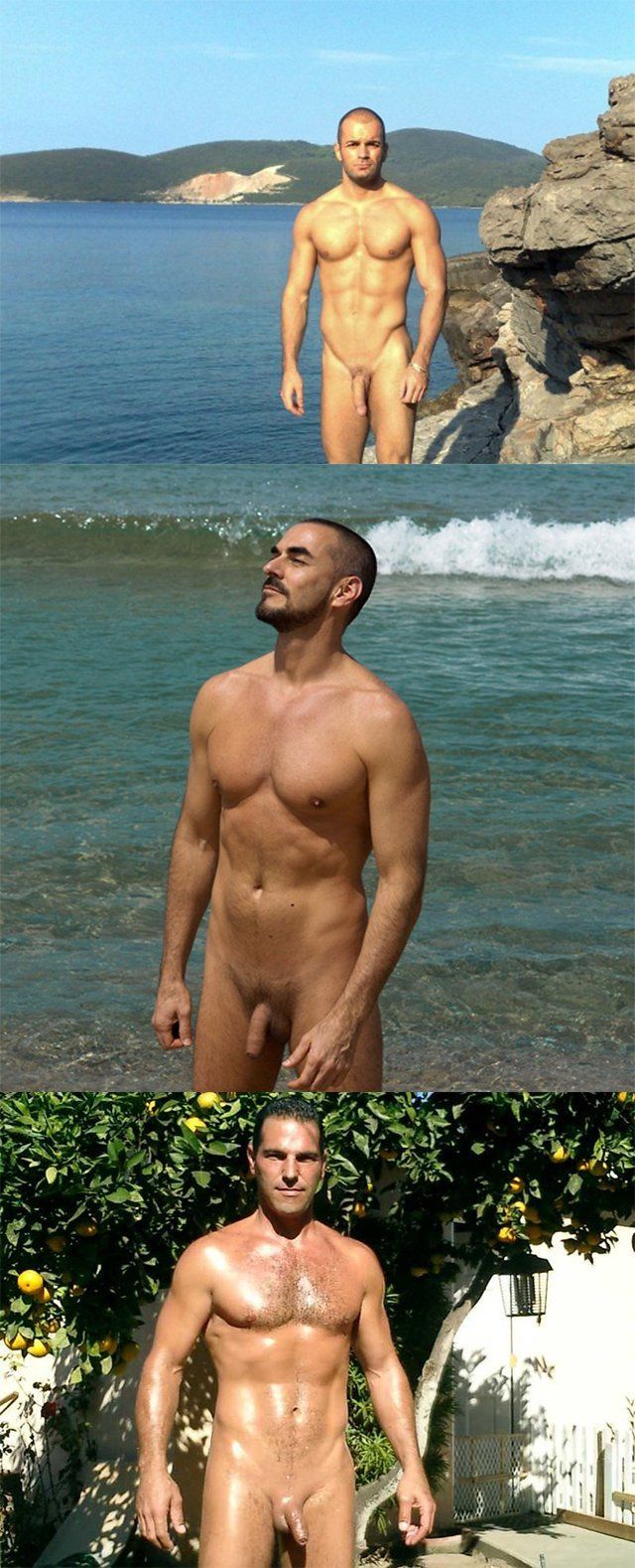 Huge cock of nudist men in the beach