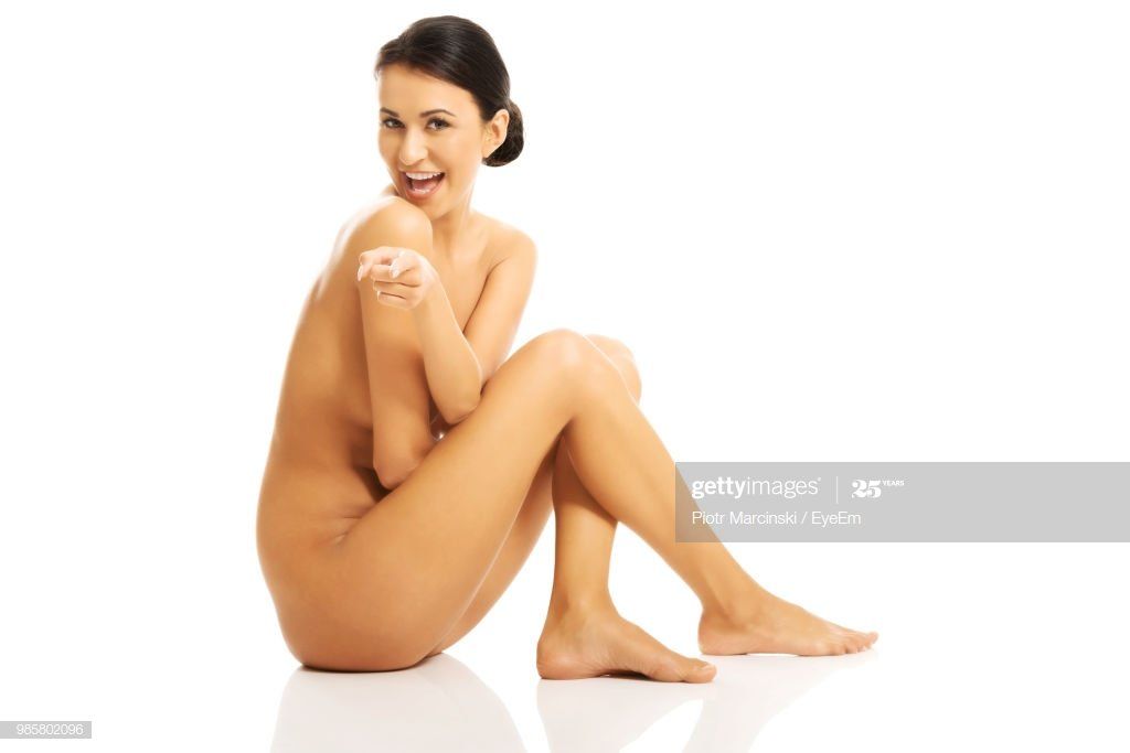 Naked young woman happy