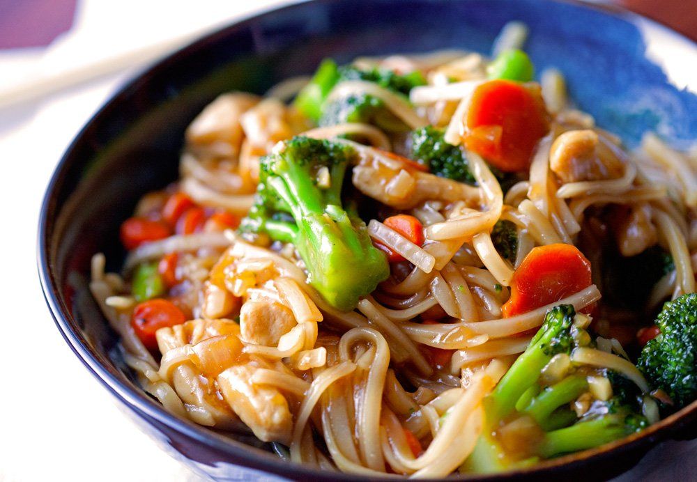 Asian chicken noodle bowl