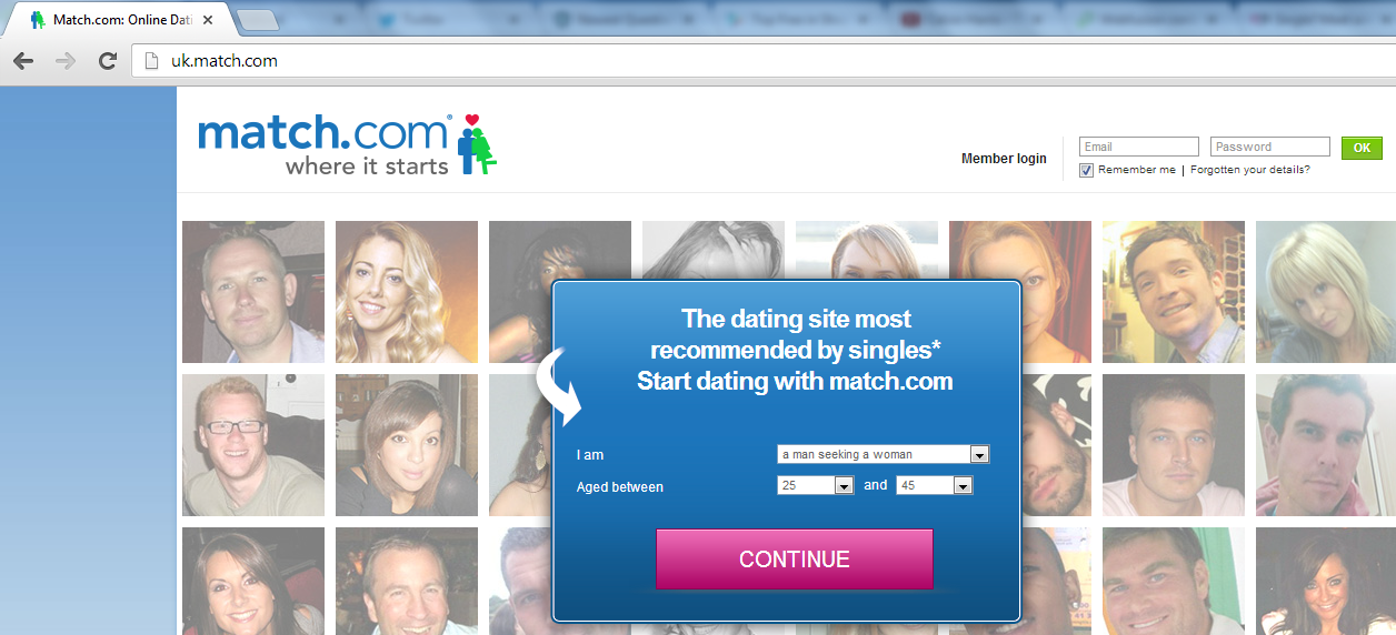 Match.com log in page