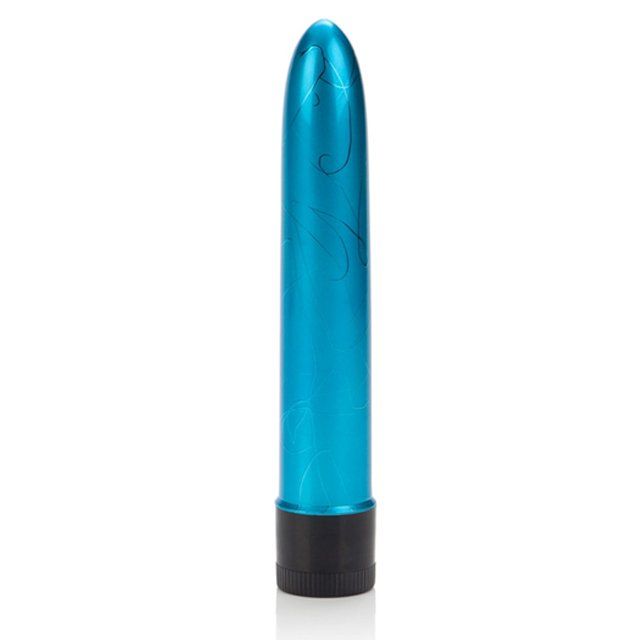 Slim metallic blue vibrator