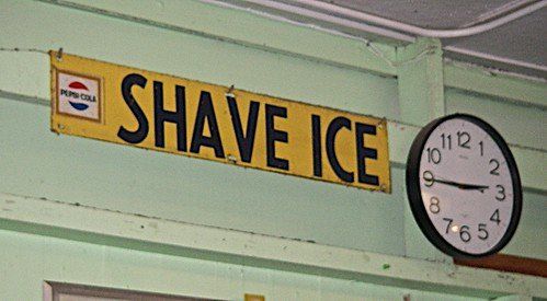 Ratman reccomend Shaved ice signage