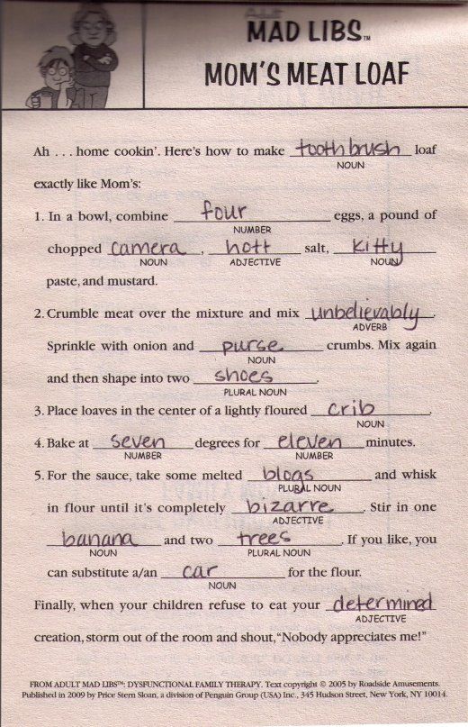 Funny sexual mad libs