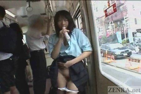 Girl dildo on train