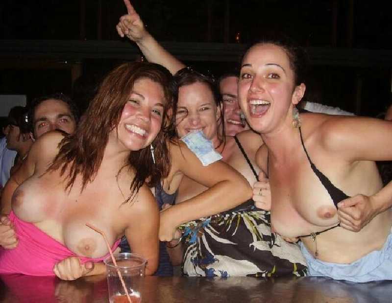 Buzz reccomend Girls runs into party topless