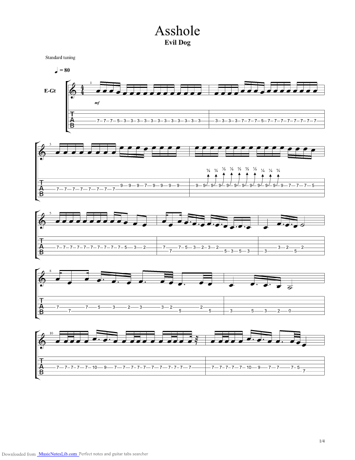 Guitar tabs for asshole