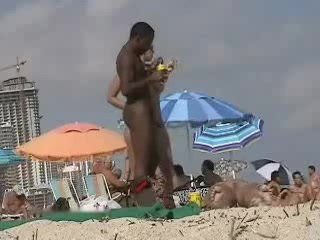 Jerking To Ebony Wife On Beach