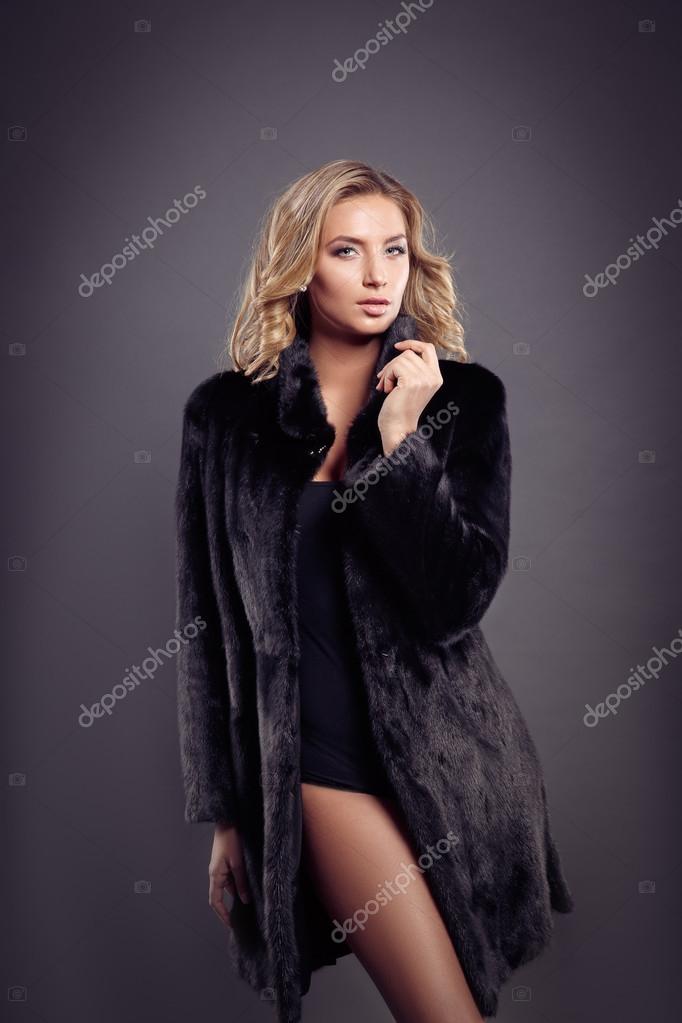 Seductive girl in fur