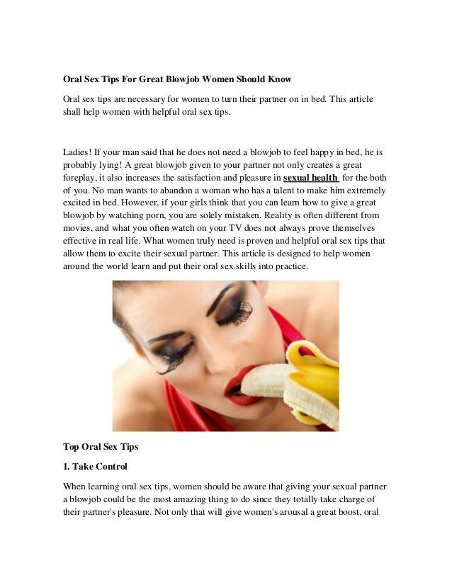 Tip for giving a great blow job